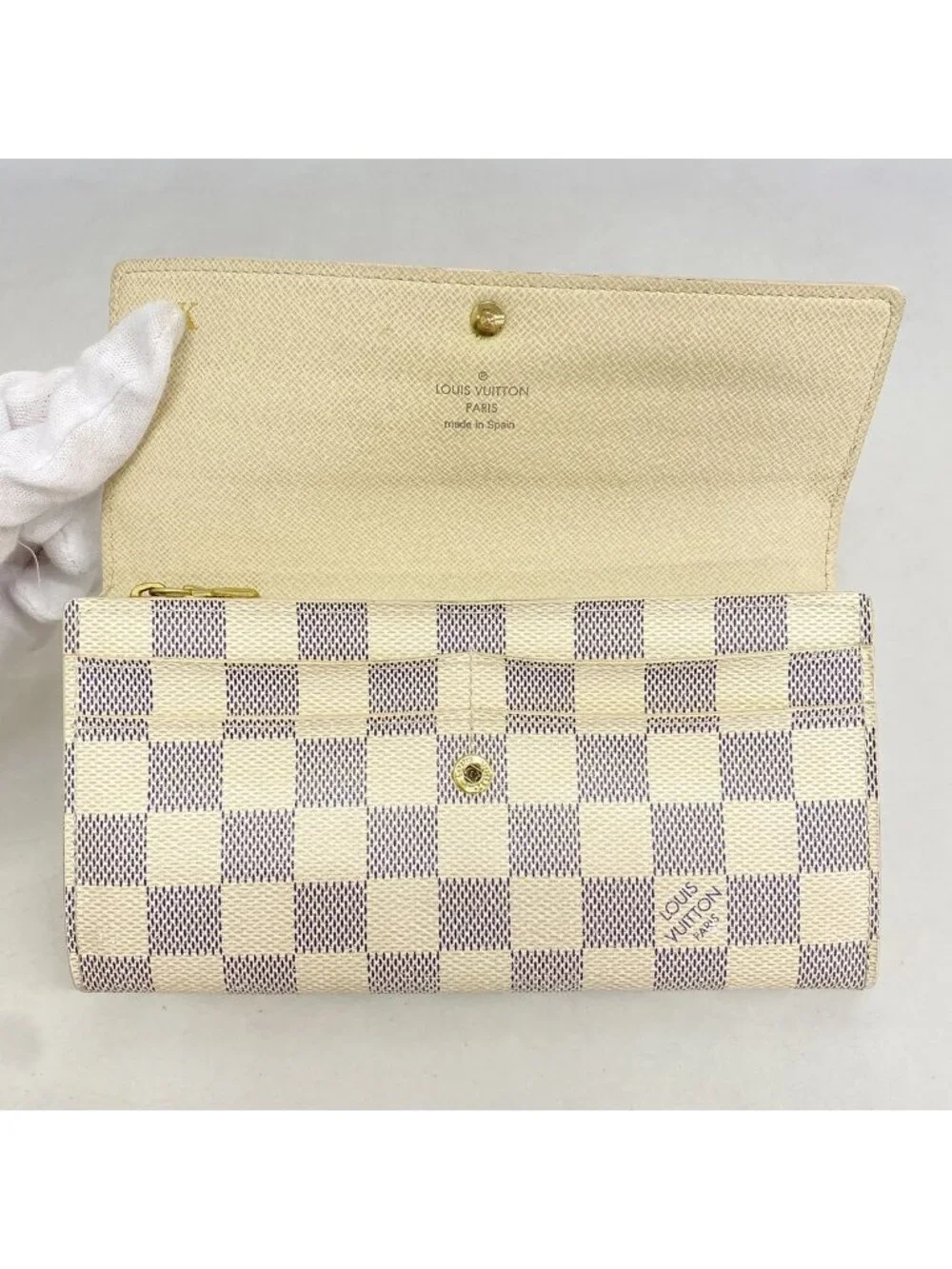 Louis Vuitton Wallet Damier Azur Portefeuille Sarah White